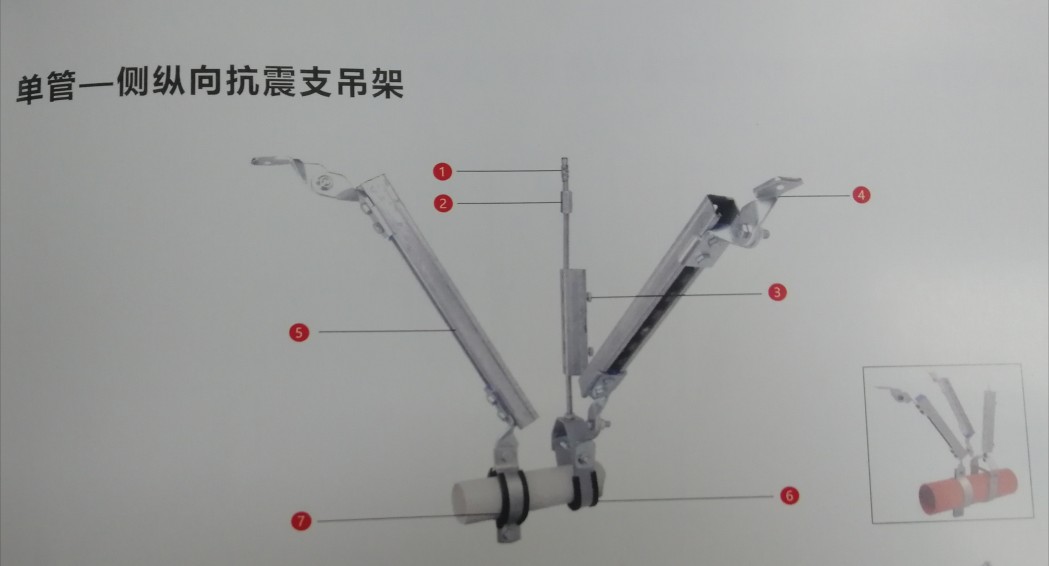 单管—侧纵向抗震支吊架